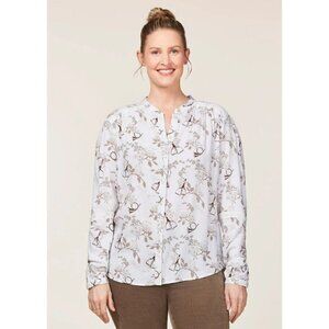 EQL by Kerrits Olivia EcoVero Top White Hunt Floral Equestrian Logo Horse M NWOT